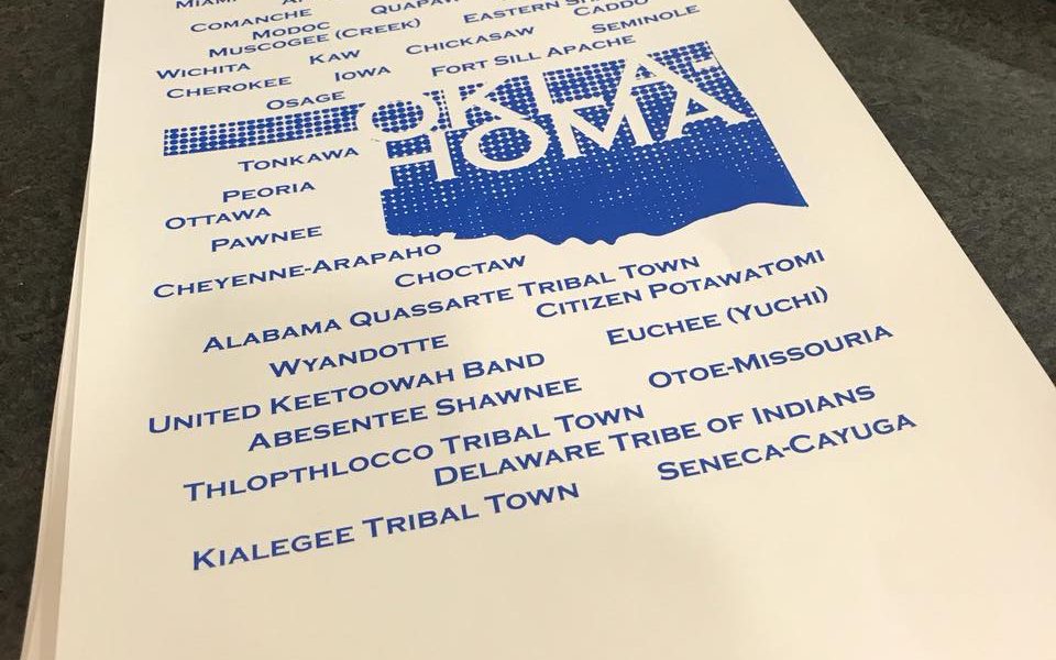 Artwork with all Oklahoma tribal nation's names