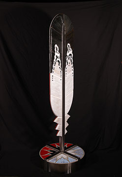 image of feather sculpture by Bill and Demos Glass
